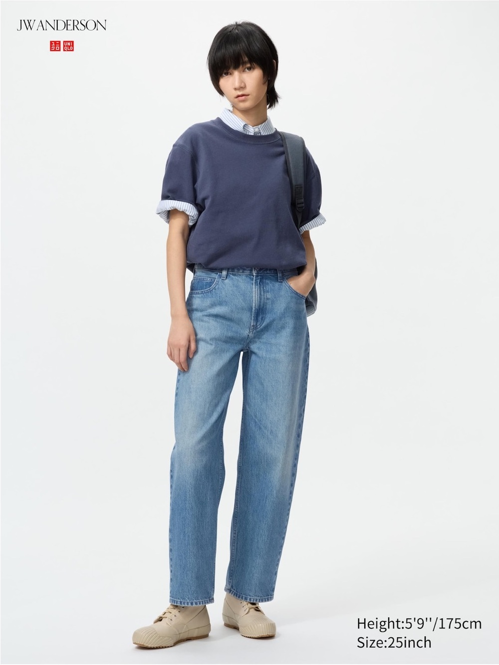 NWT Uniqlo x JWA 100% cotton baggy jeans 65 blue size 23